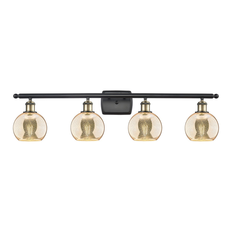 Innovations Athens 36in 4-Light Bath Vanity Light | Industrial Black Antique Brass and Mercury Glass | Bathroom Vanity | 35.88 x | Model 516-4W-BAB-G128-6