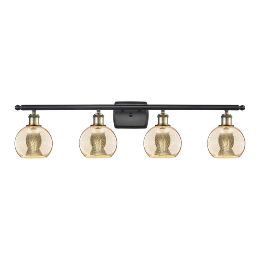 Innovations Athens 36in 4-Light Bath Vanity Light | Industrial Black Antique Brass and Mercury Glass | Bathroom Vanity | 35.88 x | Model 516-4W-BAB-G128-6