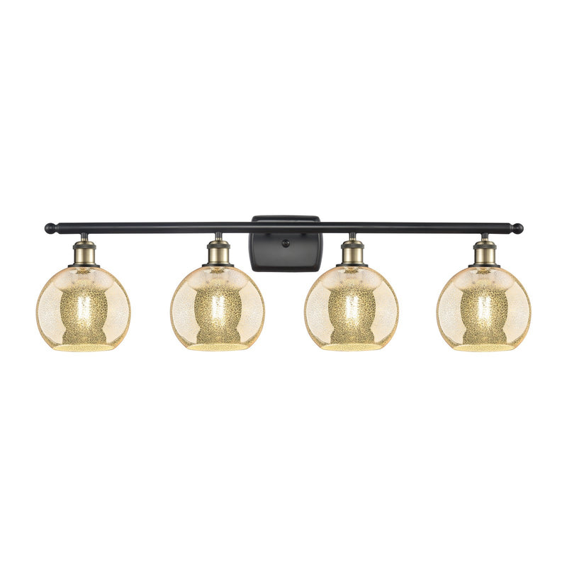 Innovations Athens 38in 4-Light Bath Vanity | Industrial Black Antique Brass and Mercury Glass | Bathroom Vanity Light | 38 x 11 | Model 516-4W-BAB-G128-8