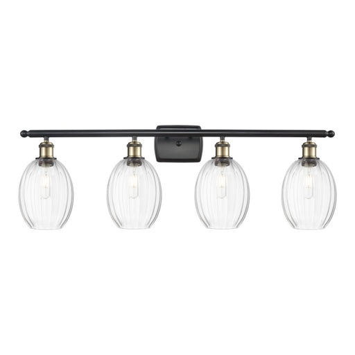 Innovations Preston Bulb 36in 4-Light Bath Vanity Light | Industrial Black Antique Brass and Clear Glass | Bathroom Vanity | Model 516-4W-BAB-G459-6CL