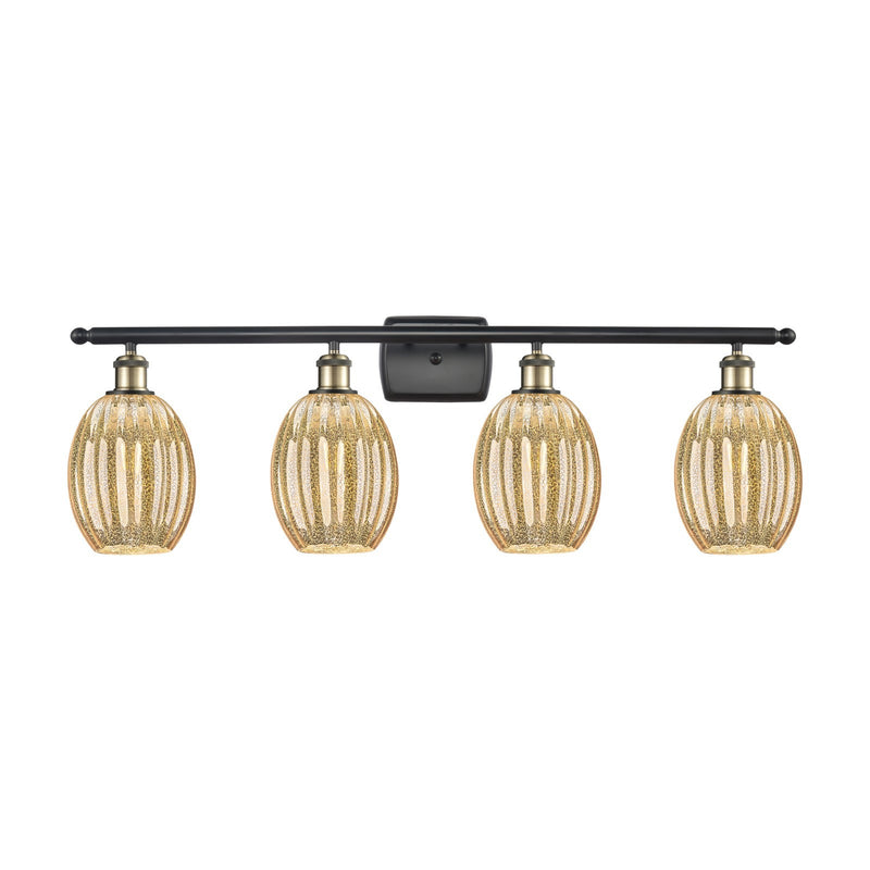 Innovations Preston Bulb 36in 4-Light Bath Vanity Light | Industrial Black Antique Brass and Mercury Glass | Bathroom Vanity | Model 516-4W-BAB-G459-6ME