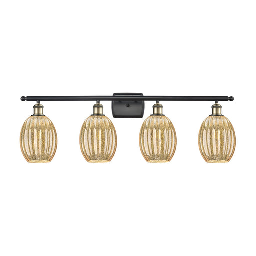 Innovations Preston Bulb 36in 4-Light Bath Vanity Light | Industrial Black Antique Brass and Mercury Glass | Bathroom Vanity | Model 516-4W-BAB-G459-6ME