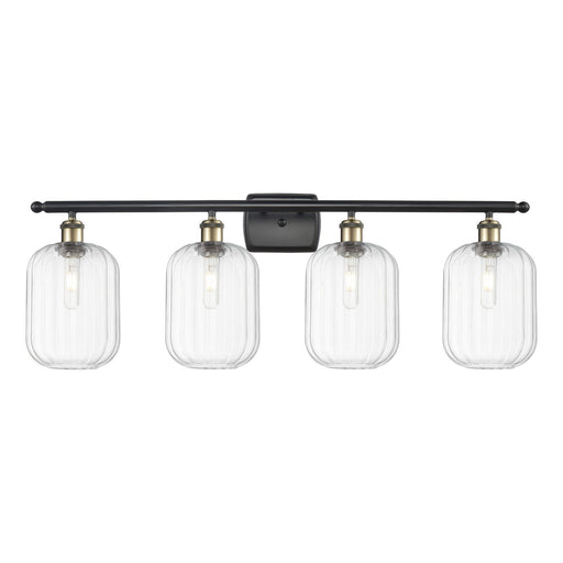 Innovations Preston Cylinder 37in 4-Light Bath Vanity Light | Industrial Black Antique Brass and Clear Glass | Bathroom Vanity | Model 516-4W-BAB-G460-7CL
