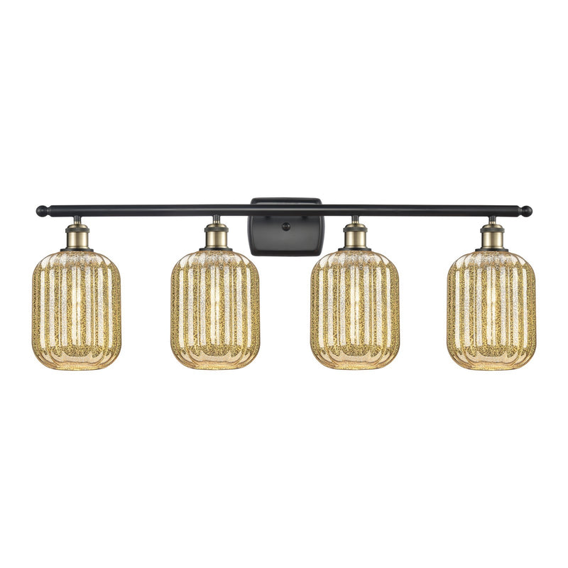 Innovations Preston Cylinder 37in 4-Light Bath Vanity Light | Industrial Black Antique Brass and Mercury Glass | Bathroom & | Model 516-4W-BAB-G460-7ME
