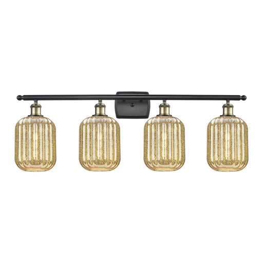 Innovations Preston Cylinder 37in 4-Light Bath Vanity Light | Industrial Black Antique Brass and Mercury Glass | Bathroom & | Model 516-4W-BAB-G460-7ME