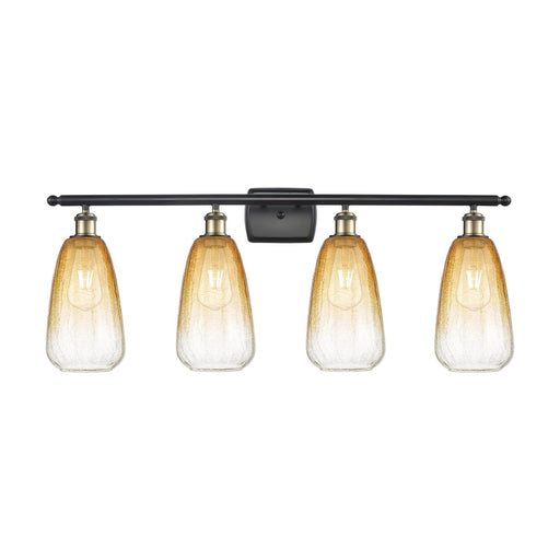 Innovations Brookhaven Almond 36in 4-Light Bath Vanity Light | Industrial Black Antique Brass and Amber Glass | Bathroom | Model 516-4W-BAB-G480-6AM