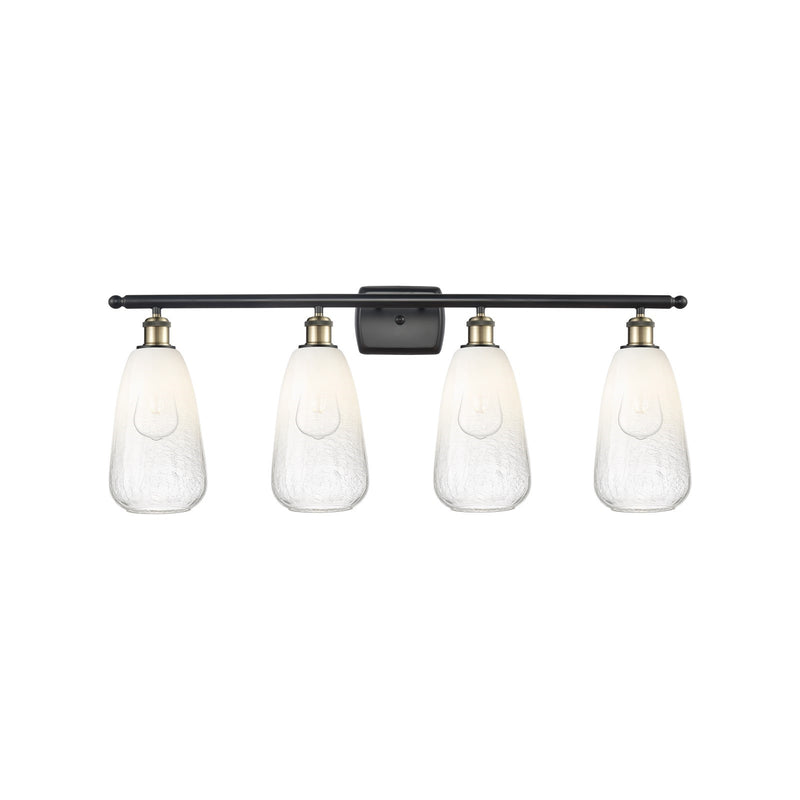 Innovations Brookhaven Almond 36in 4-Light Bath Vanity Light | Industrial Black Antique Brass and Opal Glass | Bathroom Vanity | Model 516-4W-BAB-G480-6OP
