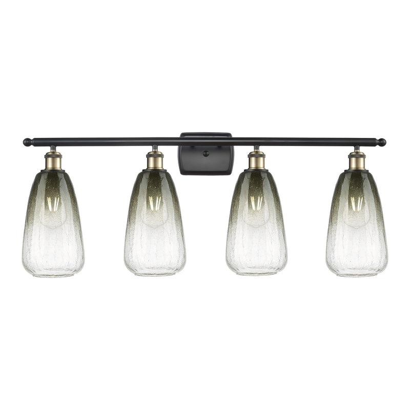 Innovations Brookhaven Almond 36in 4-Light Bath Vanity Light | Industrial Black Antique Brass and Slate Glass | Bathroom | Model 516-4W-BAB-G480-6SL