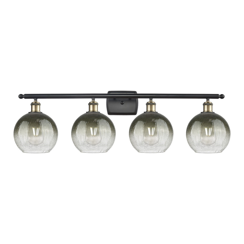 Innovations Brookhaven Globe 38in 4-Light Bath Vanity Light | Industrial Black Antique Brass and Slate Glass | Bathroom Vanity | Model 516-4W-BAB-G483-8SL