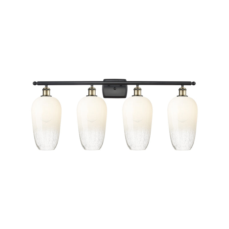 Innovations Brookhaven Flute 37in 4-Light Bath Vanity Light | Industrial Black Antique Brass and Opal Glass | Bathroom Vanity | Model 516-4W-BAB-G484-7OP