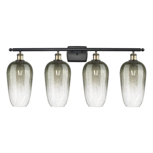 Innovations Brookhaven Flute 37in 4-Light Bath Vanity Light | Industrial Black Antique Brass and Slate Glass | Bathroom Vanity | Model 516-4W-BAB-G484-7SL