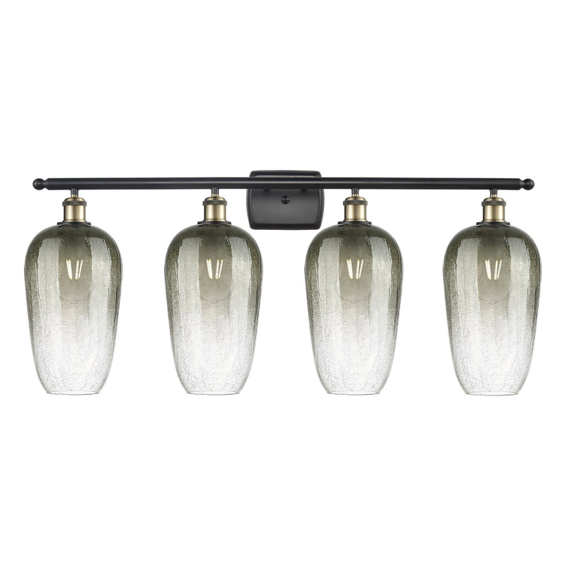 Innovations Brookhaven Flute 37in 4-Light Bath Vanity Light | Industrial Black Antique Brass and Slate Glass | Bathroom Vanity | Model 516-4W-BAB-G484-7SL