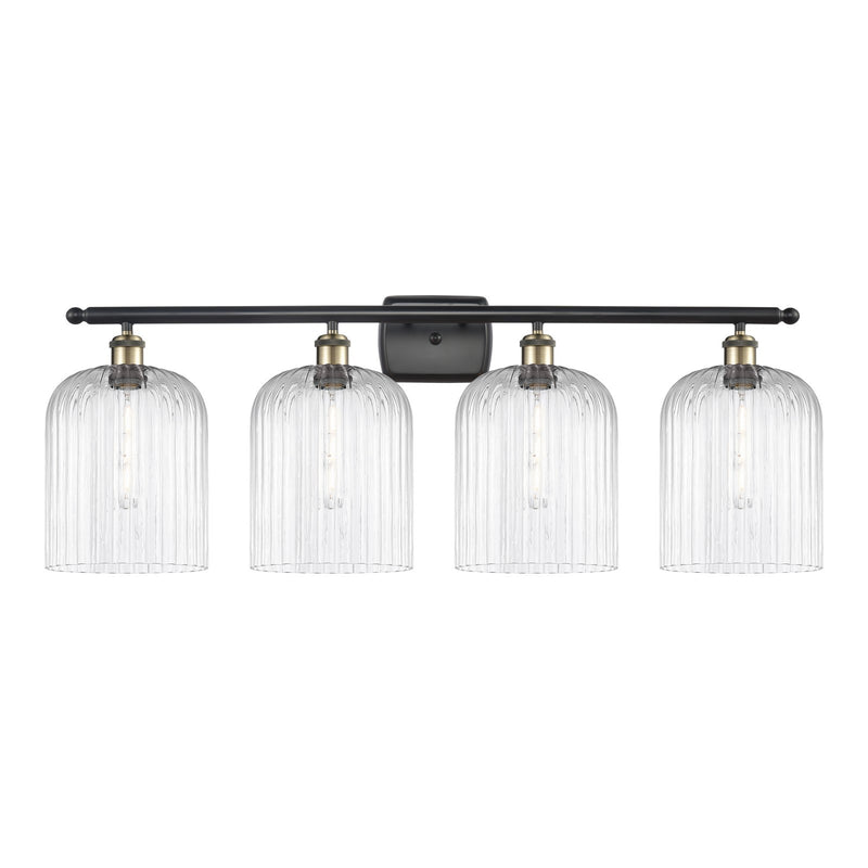 Innovations Bridal Veil 35in 4-Light Bath Vanity Light | Art Nouveau Black Antique Brass and Clear Ribbed Glass | Bathroom | Model 516-4W-BAB-G559-8CL
