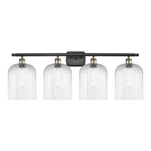 Innovations Bridal Veil 35in 4-Light Bath Vanity Light | Art Nouveau Black Antique Brass and Clear Ribbed Glass | Bathroom | Model 516-4W-BAB-G559-8CL