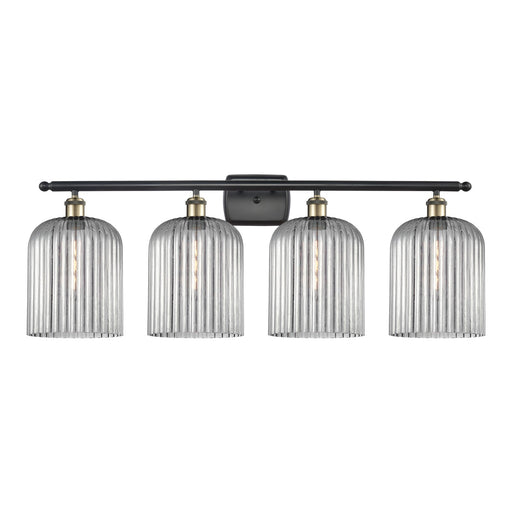 Innovations Bridal Veil 35in 4-Light Bath Vanity Light | Art Nouveau Black Antique Brass and Light Smoke Ribbed Glass | Model 516-4W-BAB-G559-8SM
