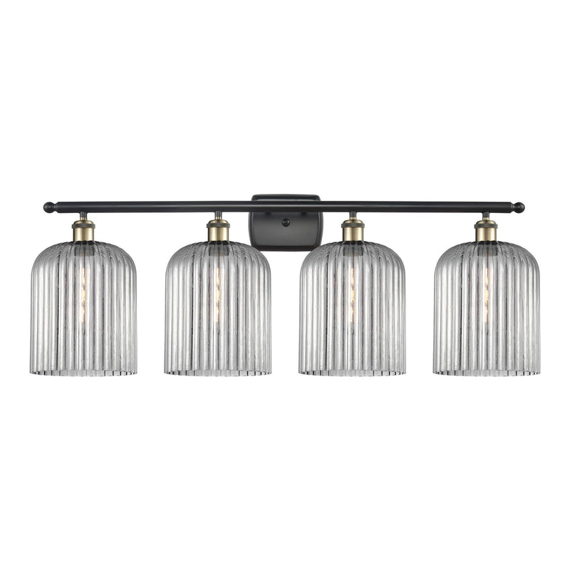 Innovations Bridal Veil 35in 4-Light Bath Vanity Light | Art Nouveau Black Antique Brass and Light Smoke Ribbed Glass | Model 516-4W-BAB-G559-8SM