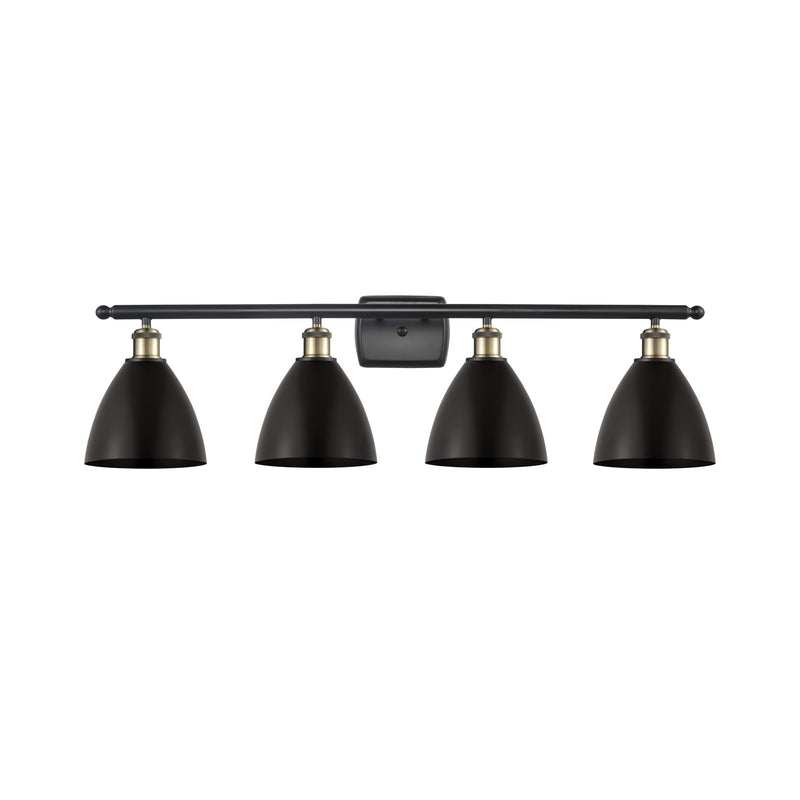 Innovations Bristol 38in 4-Light Bath Vanity Light | Industrial Farmhouse Black Antique Brass and Matte Black Metal Shade | Model 516-4W-BAB-MBD-75-BK