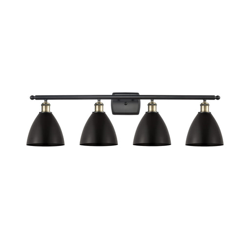 Innovations Bristol 38in 4-Light Bath Vanity Light | Industrial Farmhouse Black Antique Brass and Matte Black Metal Shade | Model 516-4W-BAB-MBD-75-BK