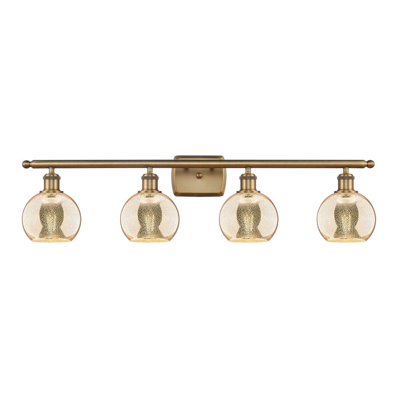 Innovations Athens 36in 4-Light Bath Vanity Light | Industrial Brushed Brass and Mercury Glass | Bathroom Vanity | 35.88 x 8.88 x | Model 516-4W-BB-G128-6
