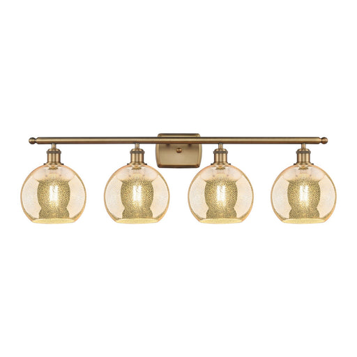 Innovations Athens 38in 4-Light Bath Vanity Light | Industrial Brushed Brass and Mercury Glass | Bathroom Vanity | 38 x 11 x 8.12 | Model 516-4W-BB-G128-8
