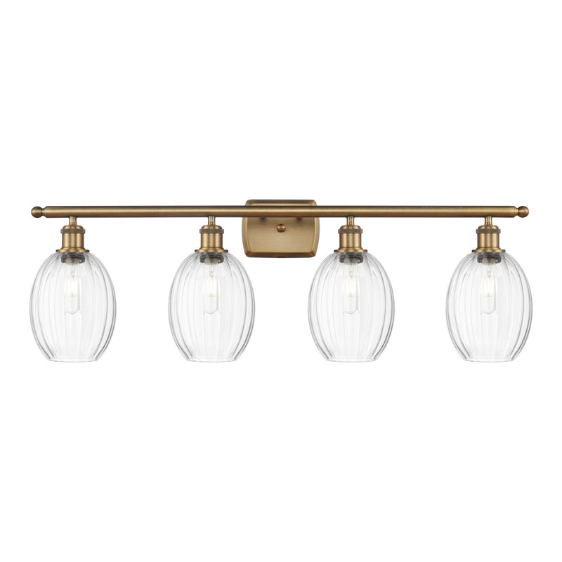 Innovations Preston Bulb 36in 4-Light Bath Vanity Light | Industrial Brushed Brass and Clear Glass | Bathroom Vanity | 36.25 x | Model 516-4W-BB-G459-6CL