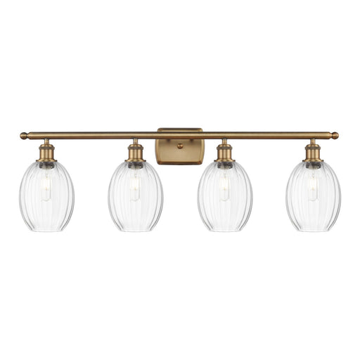Innovations Preston Bulb 36in 4-Light Bath Vanity Light | Industrial Brushed Brass and Clear Glass | Bathroom Vanity | 36.25 x | Model 516-4W-BB-G459-6CL