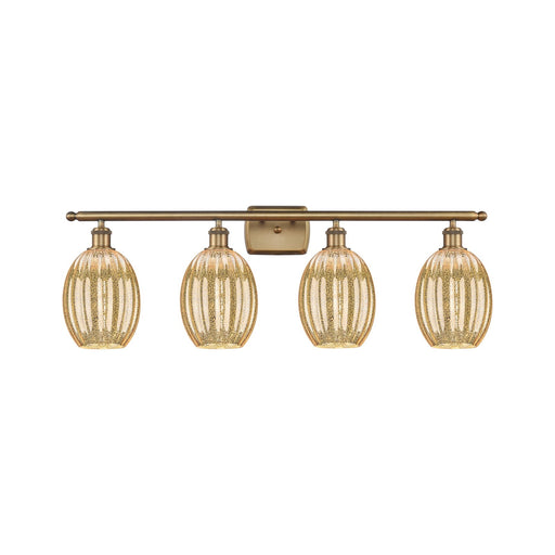 Innovations Preston Bulb 36in 4-Light Bath Vanity Light | Industrial Brushed Brass and Mercury Glass | Bathroom Vanity | 36.25 | Model 516-4W-BB-G459-6ME