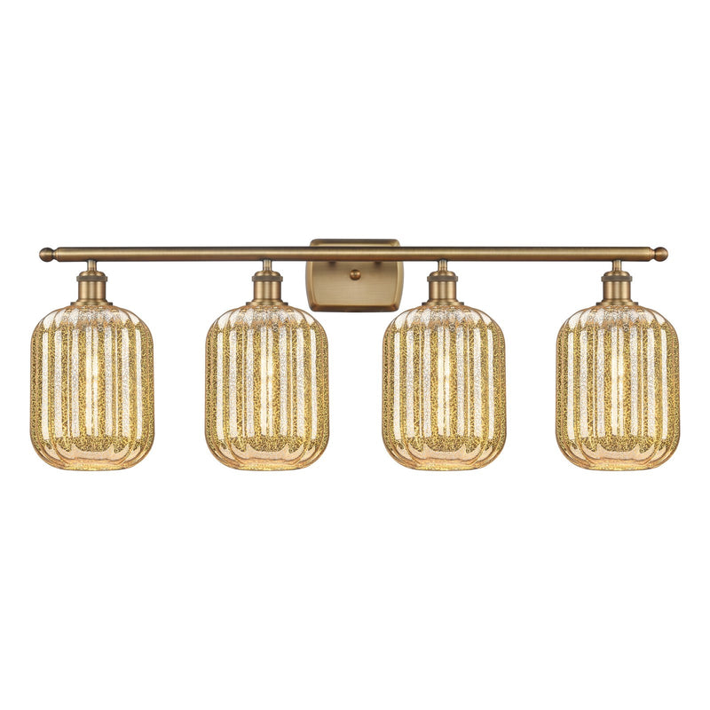 Innovations Preston Cylinder 37in 4-Light Bath Vanity | Industrial Brushed Brass and Mercury Glass | Bathroom Vanity | 36.75 x | Model 516-4W-BB-G460-7ME