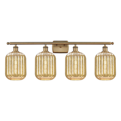 Innovations Preston Cylinder 37in 4-Light Bath Vanity | Industrial Brushed Brass and Mercury Glass | Bathroom Vanity | 36.75 x | Model 516-4W-BB-G460-7ME