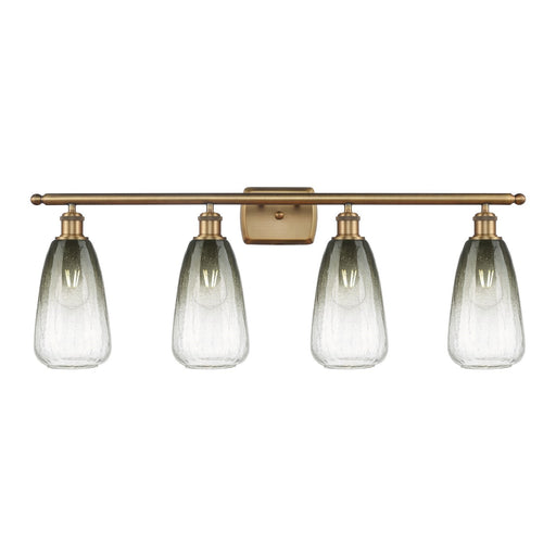 Innovations Brookhaven Almond 36in 4-Light Bath Vanity Light | Industrial Brushed Brass and Slate Glass | Bathroom Vanity | 36 | Model 516-4W-BB-G480-6SL
