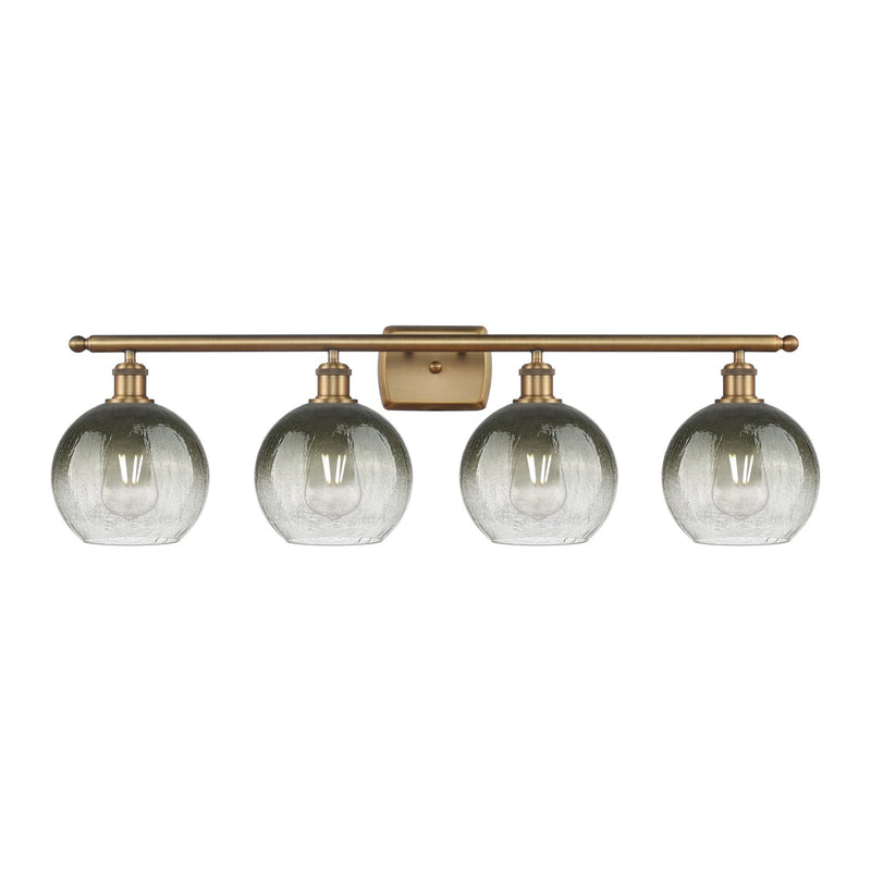 Innovations Brookhaven Globe 38in 4-Light Bath Vanity Light | Industrial Brushed Brass and Slate Glass | Bathroom Vanity | Model 516-4W-BB-G483-8SL