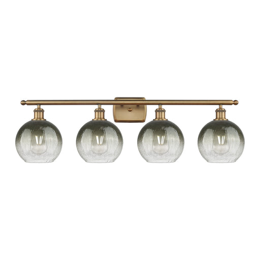 Innovations Brookhaven Globe 38in 4-Light Bath Vanity Light | Industrial Brushed Brass and Slate Glass | Bathroom Vanity | Model 516-4W-BB-G483-8SL