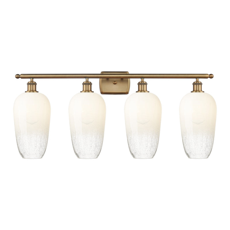 Innovations Brookhaven Flute 37in 4-Light Bath Vanity | Industrial Brushed Brass Steel and Opal Glass | Bathroom & Powder Room | Model 516-4W-BB-G484-7OP