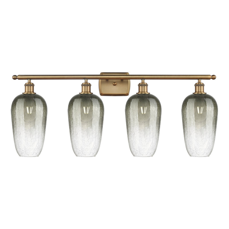 Innovations Brookhaven Flute 37in 4-Light Bath Vanity Light | Industrial Brushed Brass Steel and Slate Glass | Bathroom Vanity | Model 516-4W-BB-G484-7SL