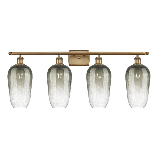 Innovations Brookhaven Flute 37in 4-Light Bath Vanity Light | Industrial Brushed Brass Steel and Slate Glass | Bathroom Vanity | Model 516-4W-BB-G484-7SL
