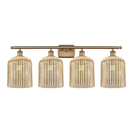 Innovations Bridal Veil 35in 4-Light Bath Vanity | Art Nouveau Brushed Brass and Mercury Ribbed Glass | Bathroom Vanity & | Model 516-4W-BB-G559-8ME