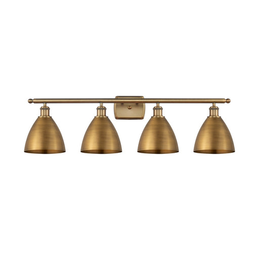 Innovations Bristol 38in 4-Light Bath Vanity Light | Industrial Farmhouse Brushed Brass Steel and Cast Brass with Brushed | Model 516-4W-BB-MBD-75-BB-LED