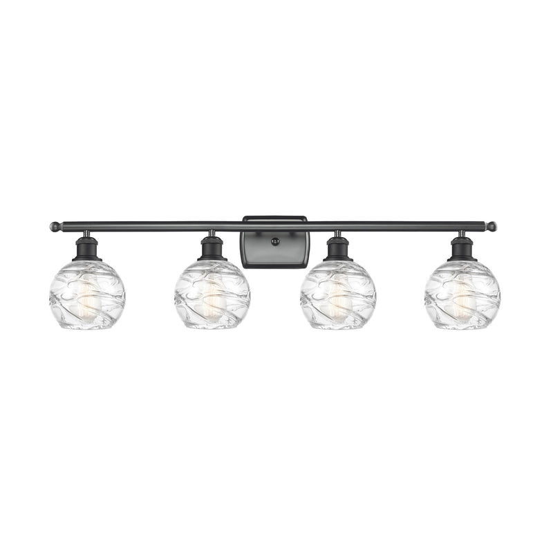 Innovations Athens Deco Swirl 36in 4-Light Bath Vanity Light | Industrial Matte Black Steel and Clear Glass | Bathroom Vanity | Model 516-4W-BK-G1213-6CL