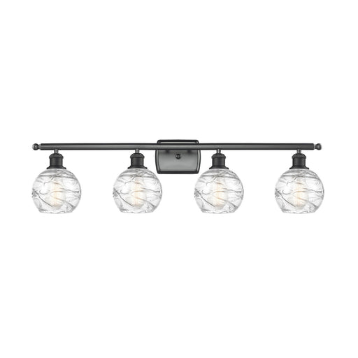 Innovations Athens Deco Swirl 36in 4-Light Bath Vanity Light | Industrial Matte Black Steel and Clear Glass | Bathroom Vanity | Model 516-4W-BK-G1213-6CL
