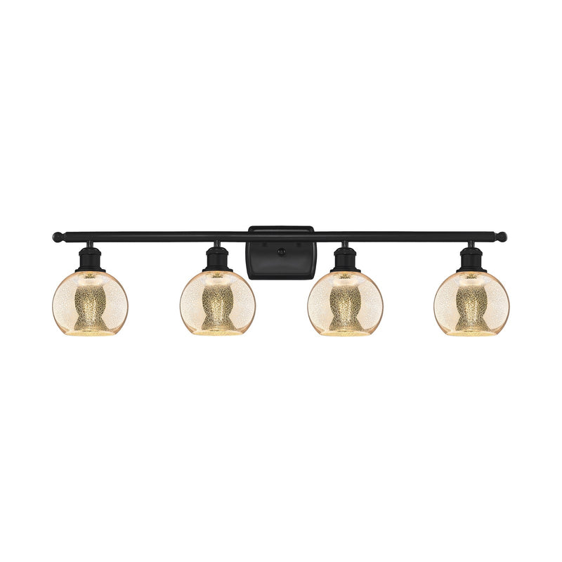 Innovations Athens 36in 4-Light Bath Vanity Light | Industrial Matte Black Steel and Mercury Glass | Bathroom Vanity | 35.88 x | Model 516-4W-BK-G128-6