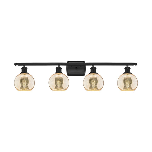 Innovations Athens 36in 4-Light Bath Vanity Light | Industrial Matte Black Steel and Mercury Glass | Bathroom Vanity | 35.88 x | Model 516-4W-BK-G128-6