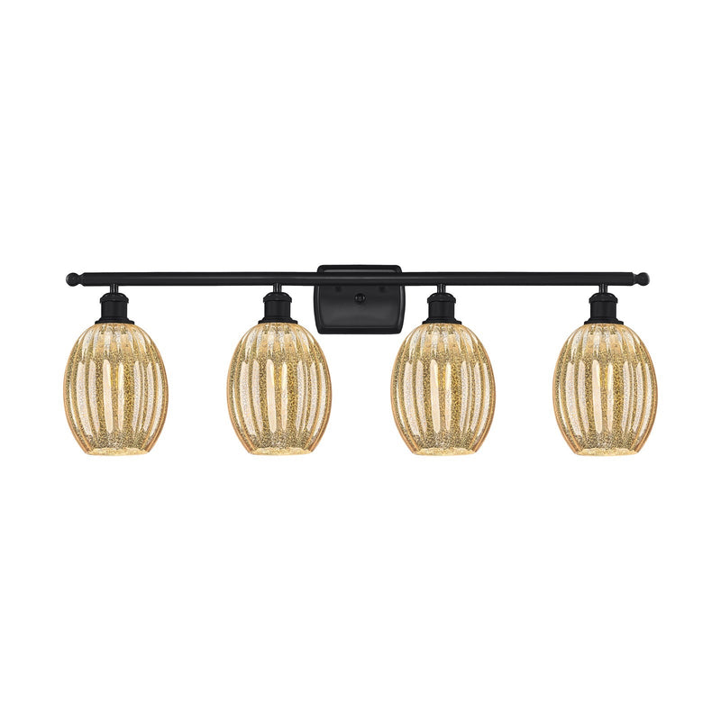 Innovations Preston Bulb 36in 4-Light Bath Vanity | Industrial Matte Black Steel and Mercury Glass | Bathroom Vanity & Powder | Model 516-4W-BK-G459-6ME