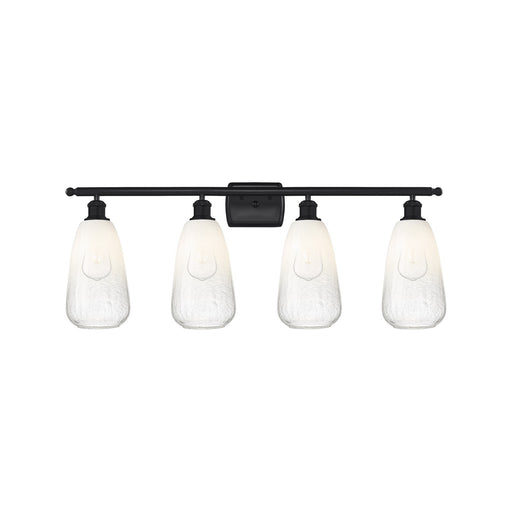 Innovations Brookhaven Almond 36in 4-Light Bath Vanity Light | Industrial Matte Black Steel and Opal Glass | Damp Rated | Model 516-4W-BK-G480-6OP