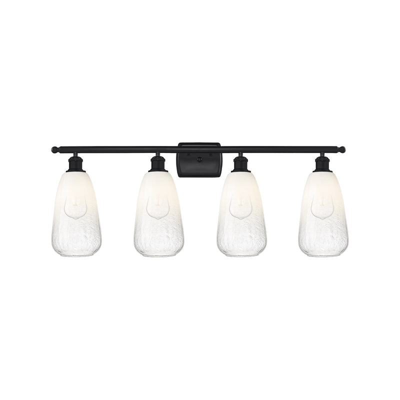 Innovations Brookhaven Almond 36in 4-Light Bath Vanity Light | Industrial Matte Black Steel and Opal Glass | Damp Rated | Model 516-4W-BK-G480-6OP
