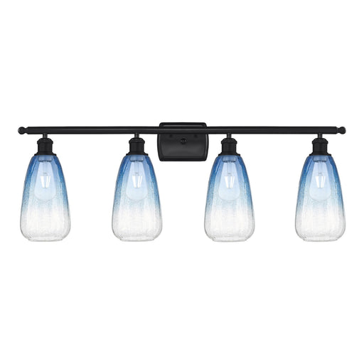 Innovations Brookhaven Almond 36in 4-Light Bath Vanity | Industrial Matte Black Steel and Sapphire Blue Glass | Bathroom Vanity | Model 516-4W-BK-G480-6SB