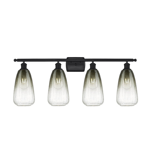 Innovations Brookhaven Almond 36in 4-Light Bath Vanity Light | Industrial Matte Black Steel and Slate Glass | Bathroom Vanity | Model 516-4W-BK-G480-6SL