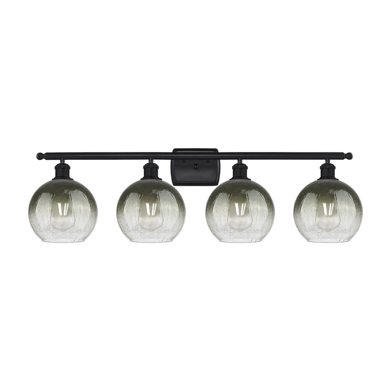 Innovations Brookhaven Globe 38in 4-Light Bath Vanity | Industrial Matte Black Steel and Slate Glass | Bathroom Vanity Light | Model 516-4W-BK-G483-8SL
