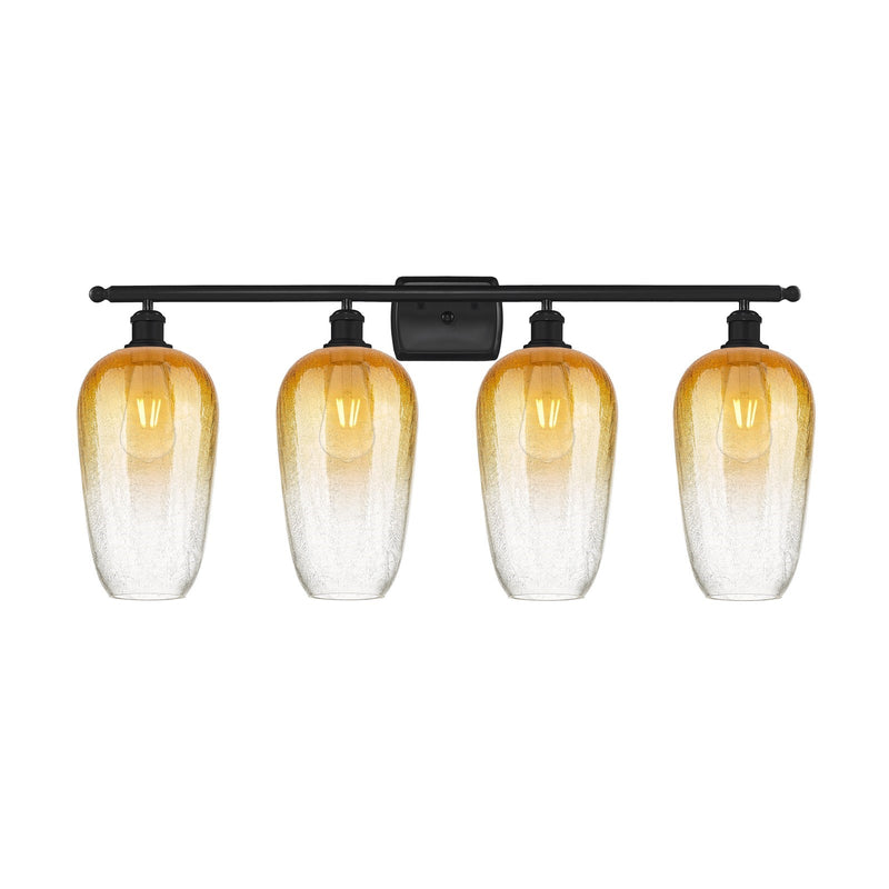 Innovations Brookhaven Flute 37in 4-Light Bath Vanity | Industrial Matte Black Steel and Amber Glass | Bathroom Vanity | 37 x | Model 516-4W-BK-G484-7AM