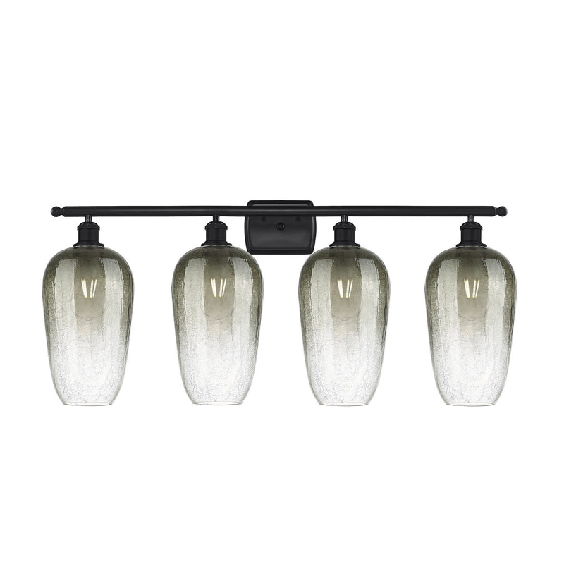 Innovations Brookhaven Flute 37in 4-Light Bath Vanity | Industrial Matte Black Steel and Slate Glass | Bathroom & Powder Room | Model 516-4W-BK-G484-7SL