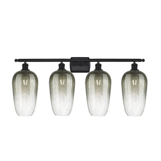 Innovations Brookhaven Flute 37in 4-Light Bath Vanity | Industrial Matte Black Steel and Slate Glass | Bathroom & Powder Room | Model 516-4W-BK-G484-7SL